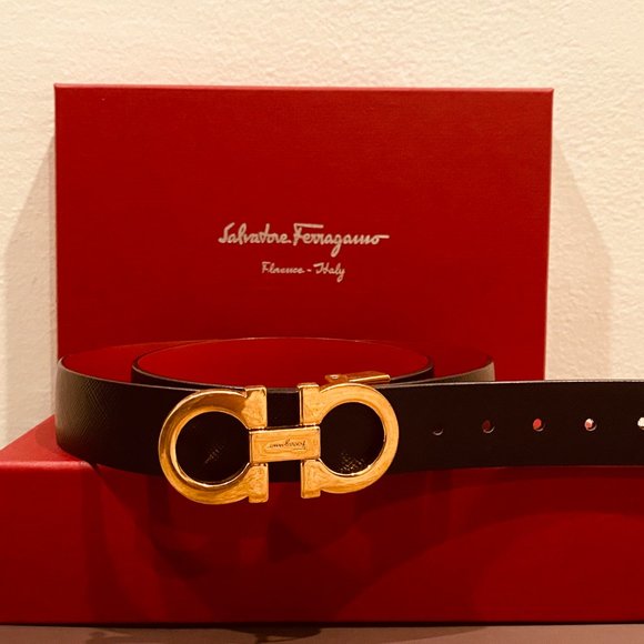 Salvatore Ferragamo Black/Red Reversible Belt